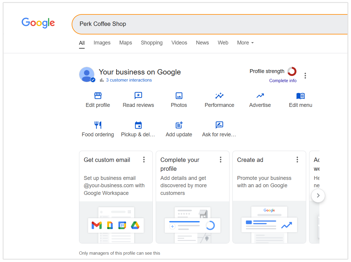 Google Business Profile dashboard